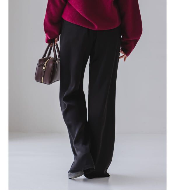 NOBLE「《セットアップ対応》ルナサテンナローフレアタックパンツ」|スラックス|