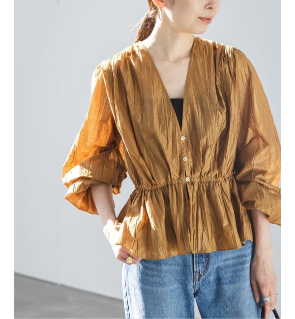 NOBLE「《予約》ランダムプリーツペプラムブラウス」|シャツ・ブラウス|