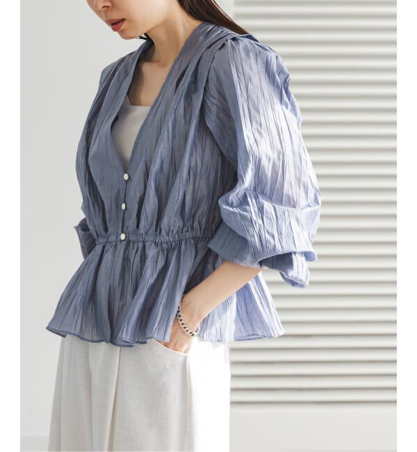 NOBLE「《予約》ランダムプリーツペプラムブラウス」|シャツ・ブラウス|