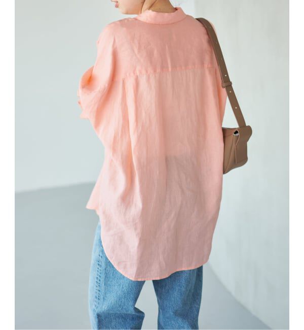 Spick and Span「《ゆったりサイズ》追加予約 80リネンカシュクール ビッグシャツ」|シャツ・ブラウス|