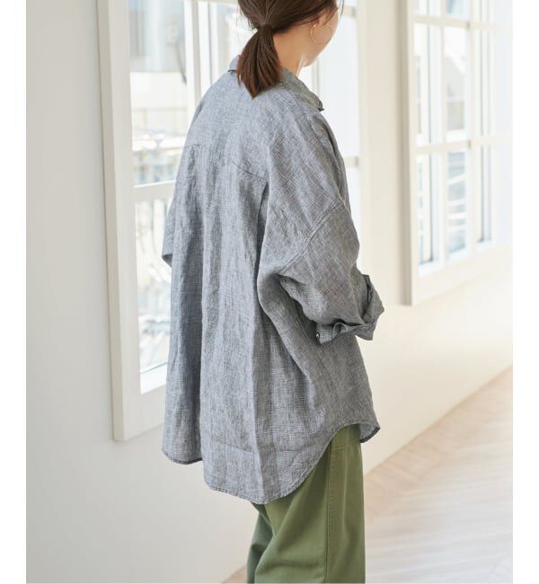 Spick and Span「《ゆったりサイズ》追加予約 80リネンカシュクール ビッグシャツ」|シャツ・ブラウス|