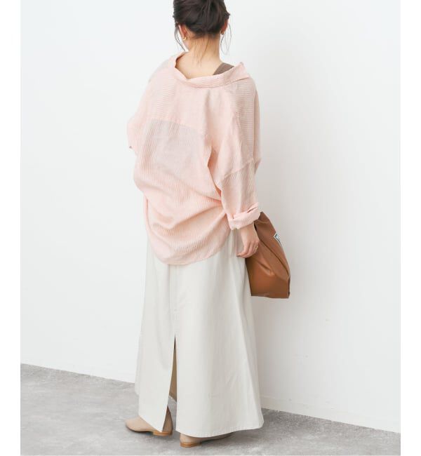 Spick and Span「《ゆったりサイズ》追加予約 80リネンカシュクール ビッグシャツ」|シャツ・ブラウス|