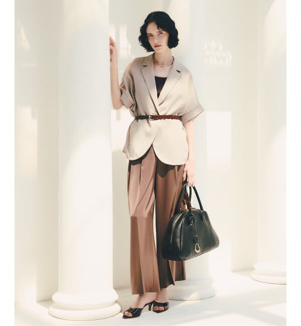  「【洗える】シアーハーフスリーブジャケット」|テーラードジャケット|