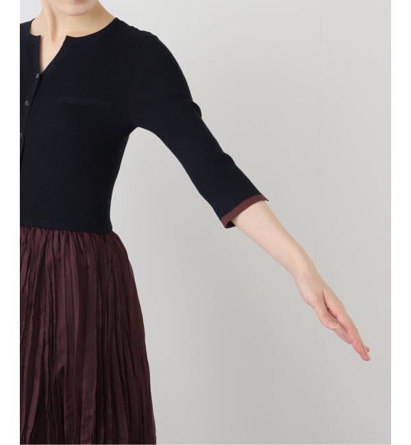  「【洗える】プリーツドッキングワンピース」|ワンピース|