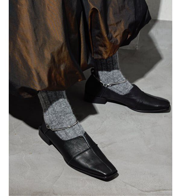 GRISE「《追加》GRISEレザースクエアクロスシームアンクルフラット」|その他|