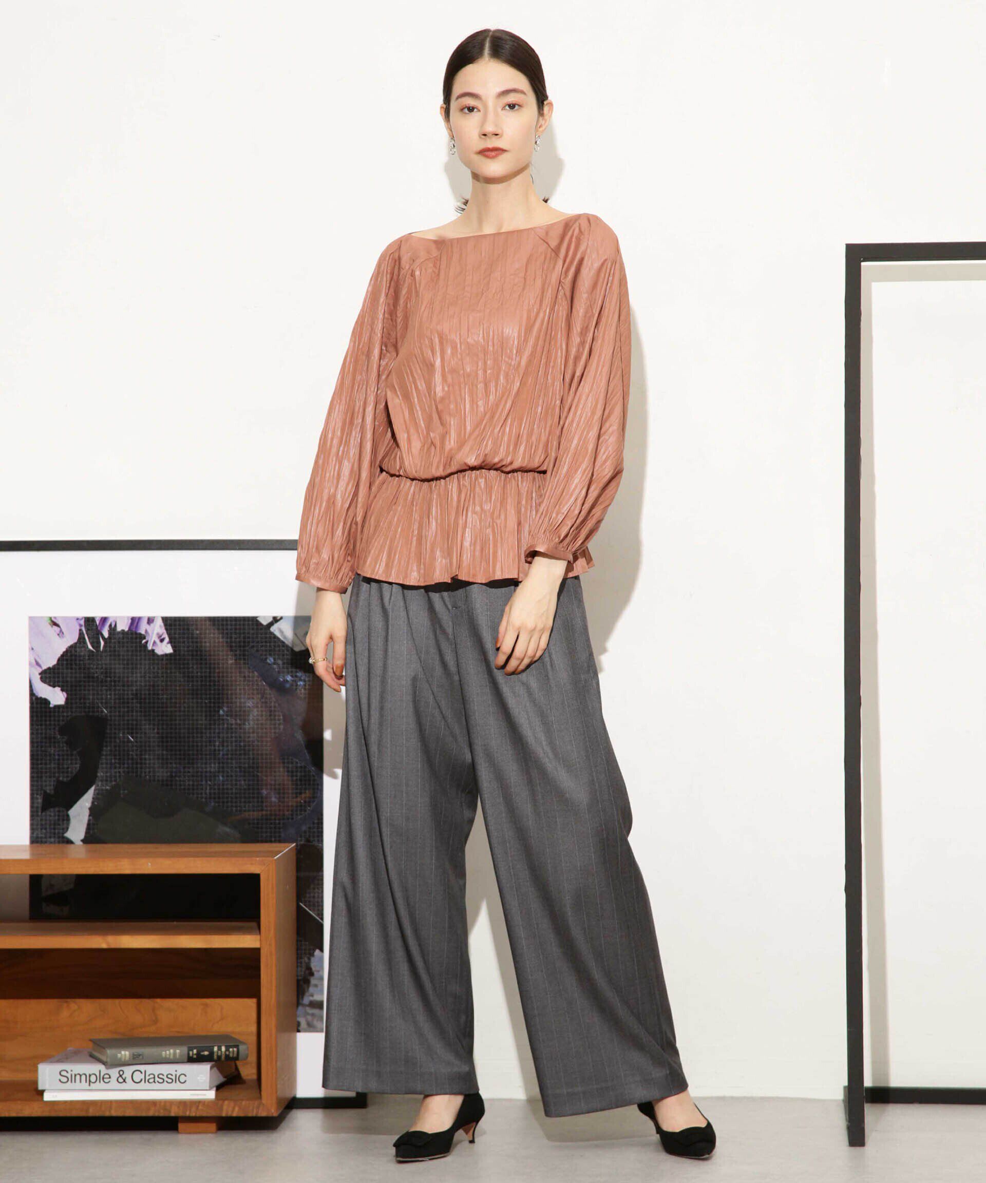 nano･universe「チンツサテンプリーツブラウス（セットアップ可）」|シャツ・ブラウス|