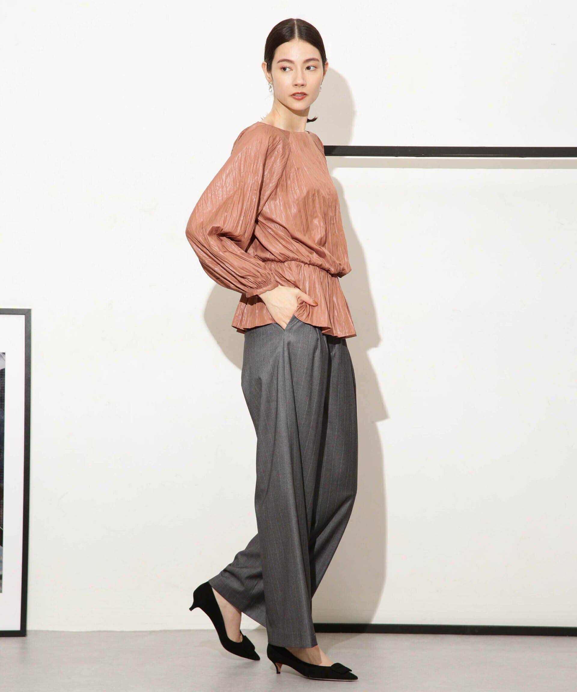 nano･universe「チンツサテンプリーツブラウス（セットアップ可）」|シャツ・ブラウス|