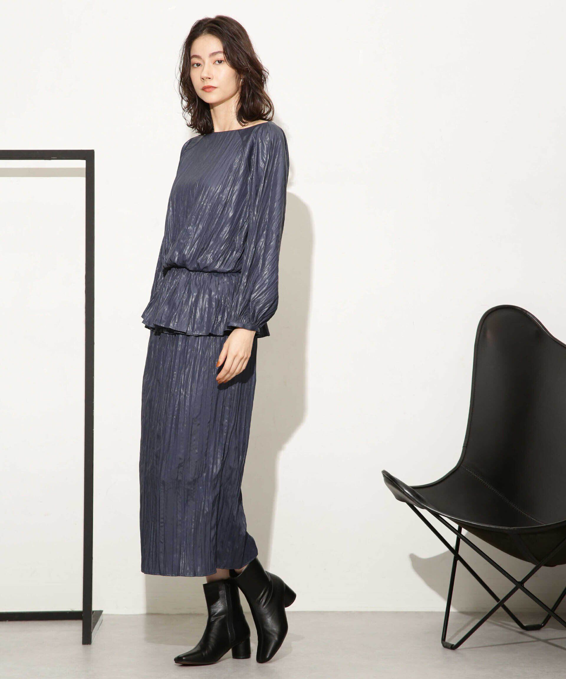 nano･universe「チンツサテンプリーツブラウス（セットアップ可）」|シャツ・ブラウス|