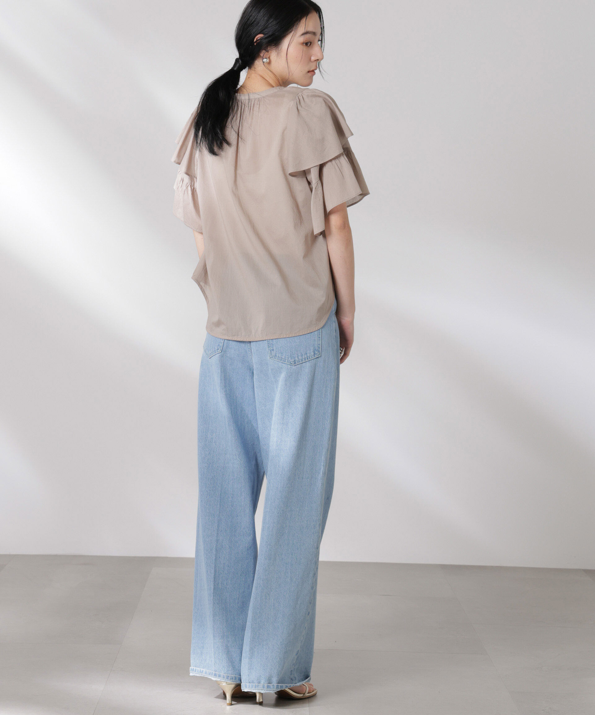 nano･universe「made in india コットンフリルスリーブブラウス」|シャツ・ブラウス|