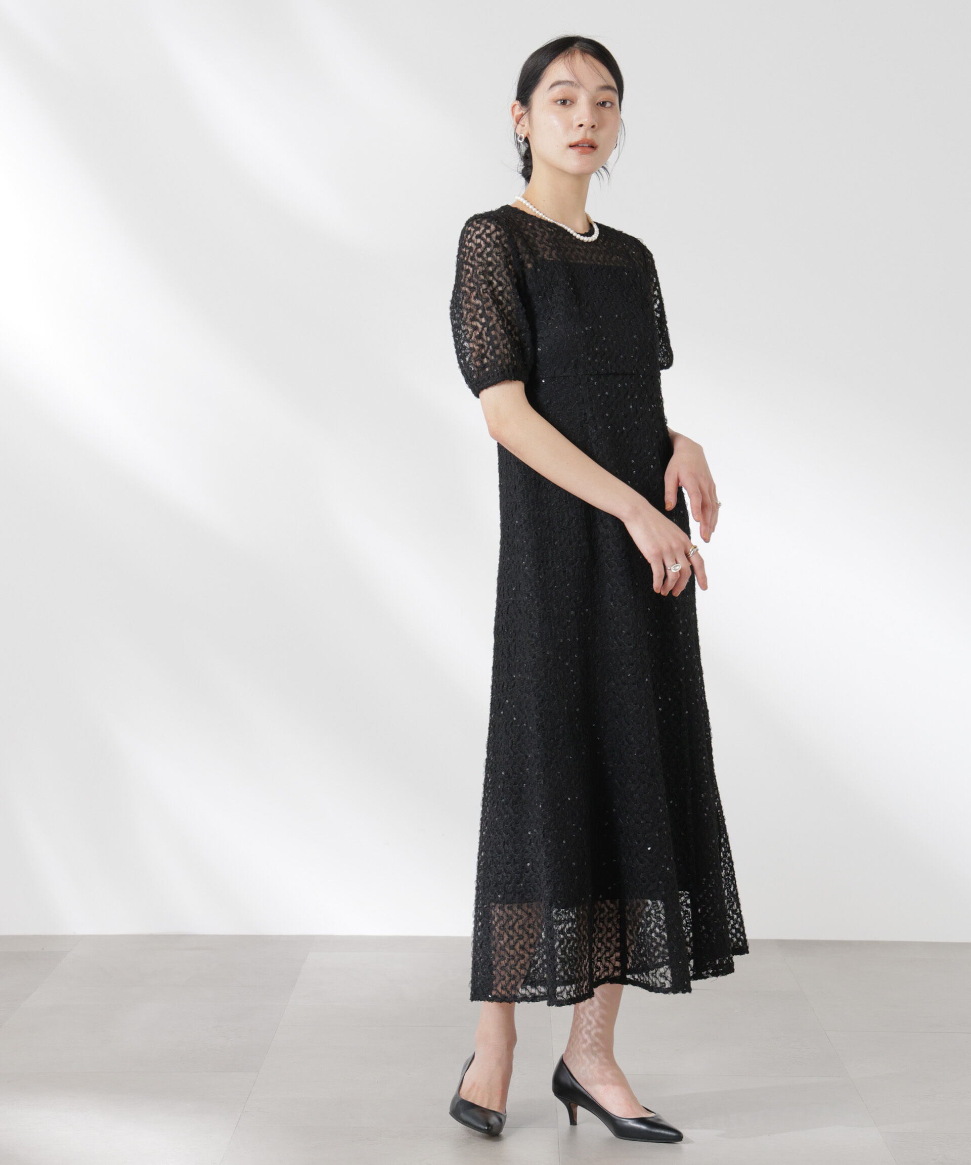 nano･universe「kaene/スパンコールレースドレス」|ワンピース|