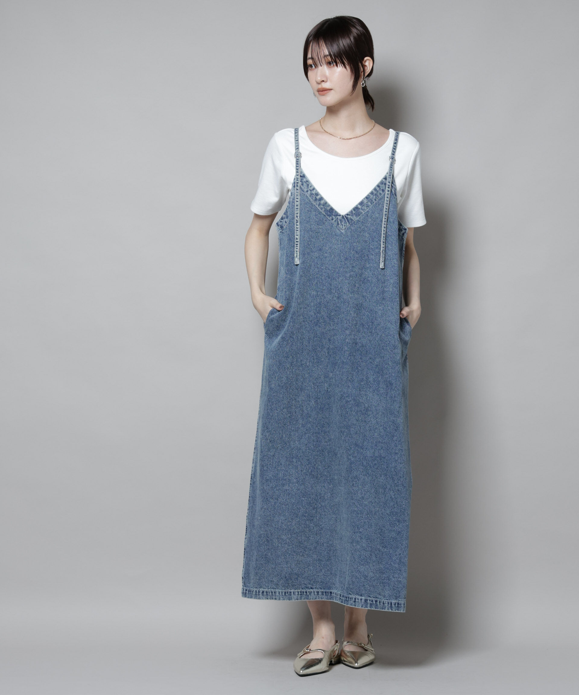 nano･universe「前後2wayデニムキャミソールワンピース」|ワンピース|
