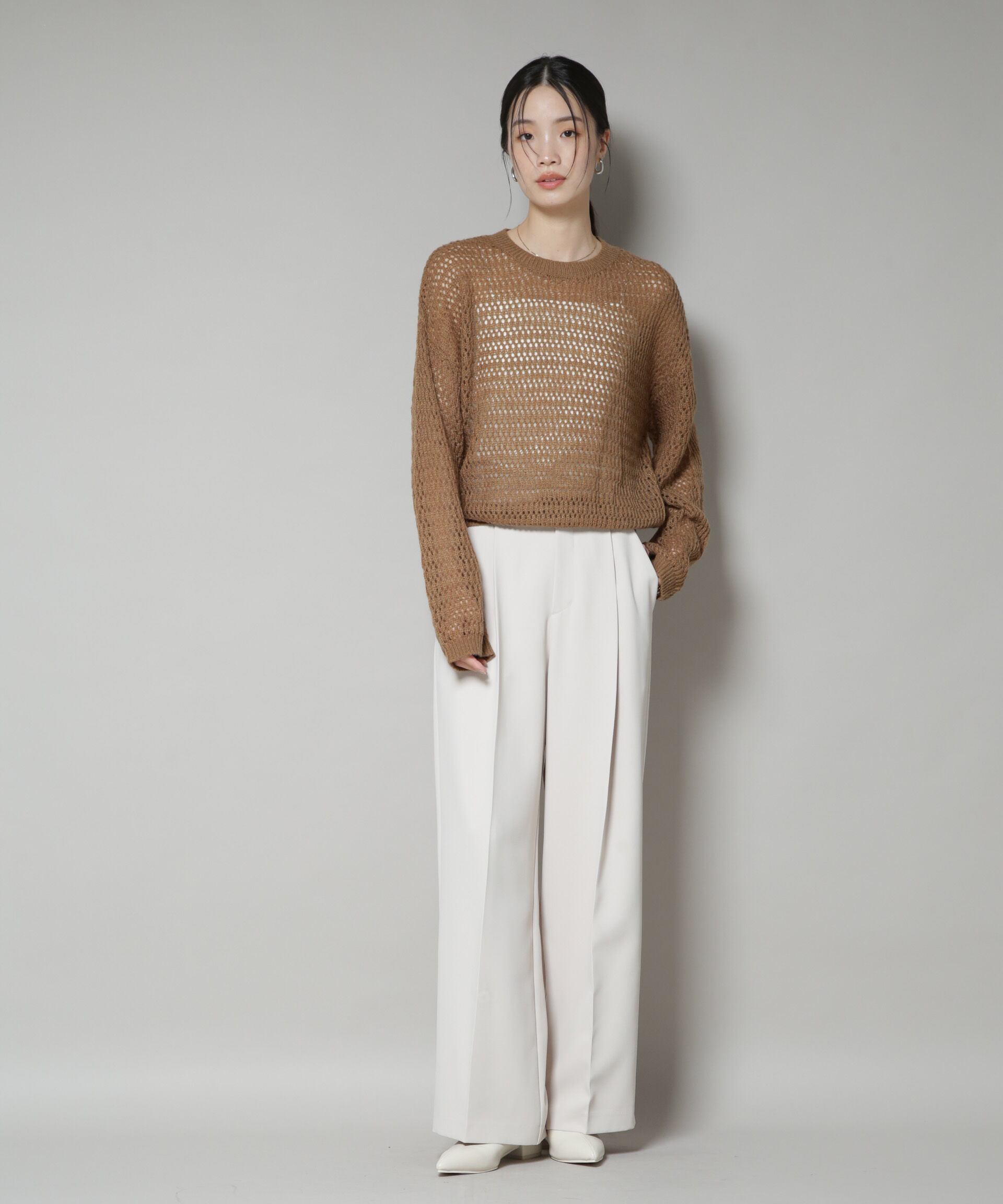 nano･universe「モヘヤライクメッシュニットトップス」|ニット・セーター|