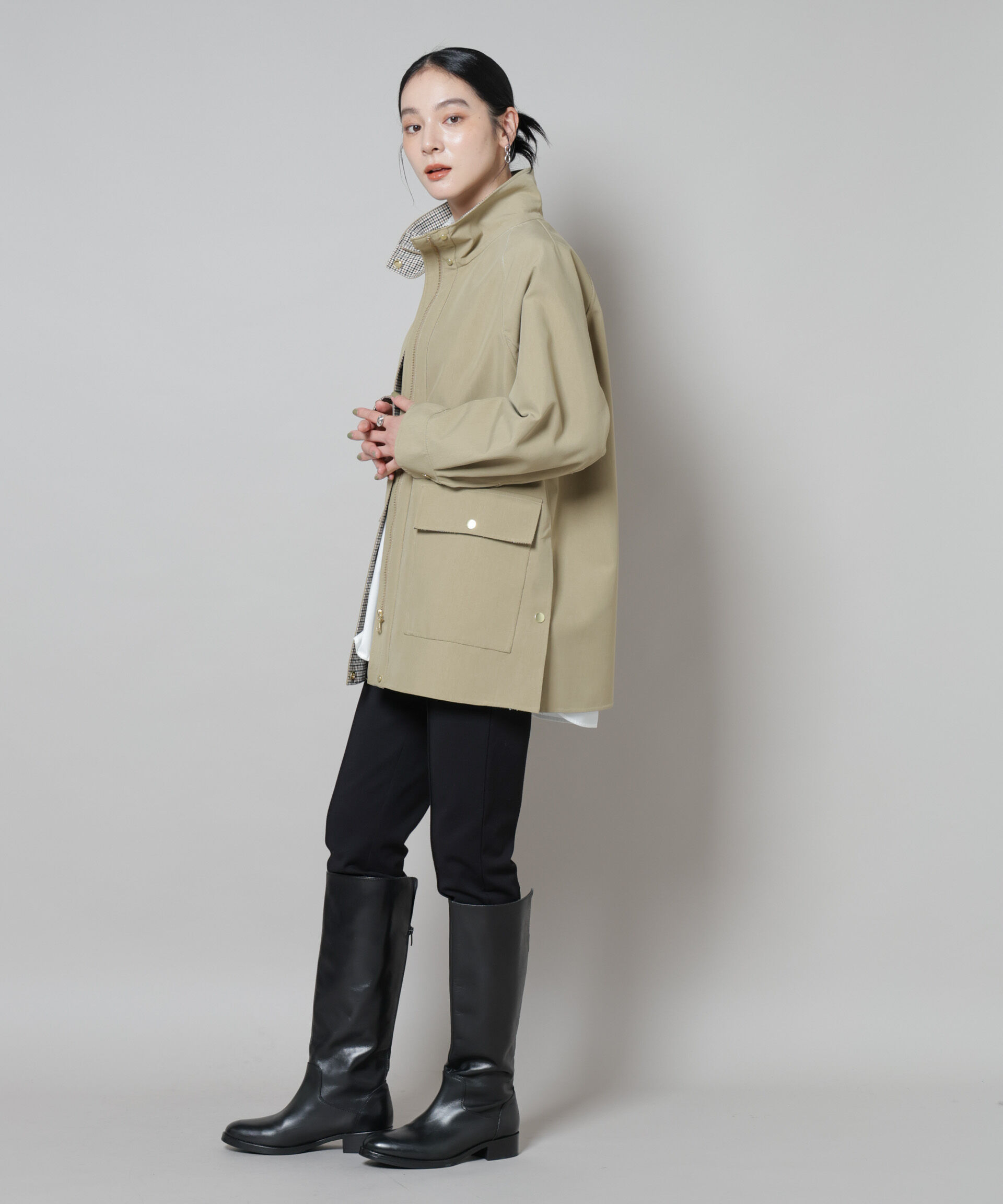 nano･universe「ピンタックポンチスリムパンツ」|チノ|