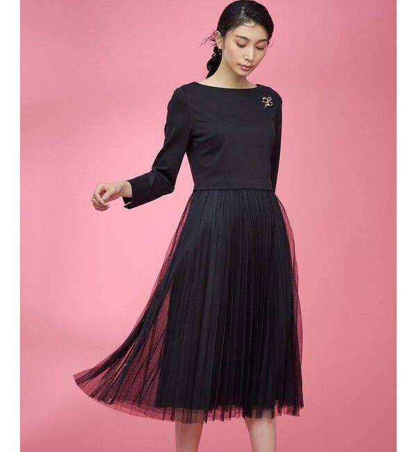 組曲「【WEB限定・KUMIKYOKU NAVY】ジャージーコンビ ギャザーチュール ワンピース」|ワンピース|ブラック系