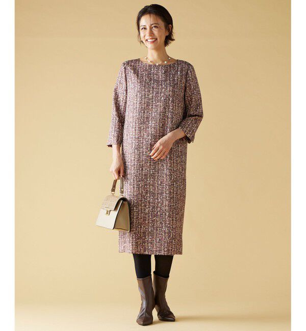 自由区「プリントジャガードストレッチ  ワンピース」|ワンピース|ベージュ系5