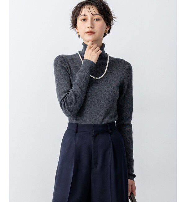 23区「【滝沢眞規子さん着用/WEB限定カラーあり】ウーステッドウール リブタートル ニット」|ニット・セーター|グレー系