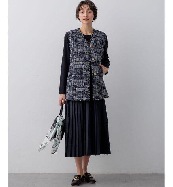 23区「ニットセットアップ プリーツコンビ ワンピース」|ワンピース|