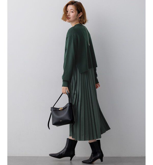 23区「ニットセットアップ プリーツコンビ ワンピース」|ワンピース|