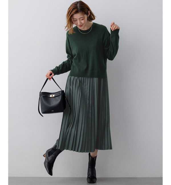 23区「ニットセットアップ プリーツコンビ ワンピース」|ワンピース|