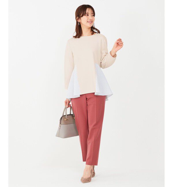 ANY SIS「【洗える】異素材コンビペプラム トップス」|Tシャツ・カットソー|