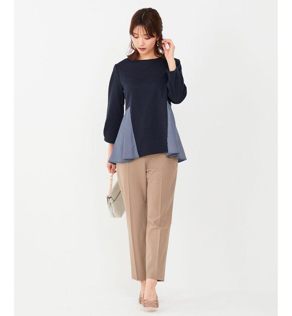 ANY SIS「【洗える】異素材コンビペプラム トップス」|Tシャツ・カットソー|