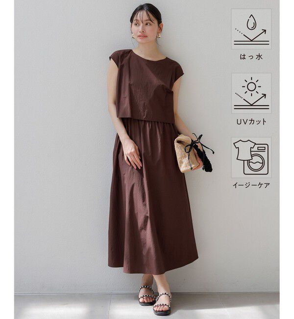 ANY SIS「【撥水・UVカット】ウォーターサイド ワンピース」|ワンピース|ブラウン