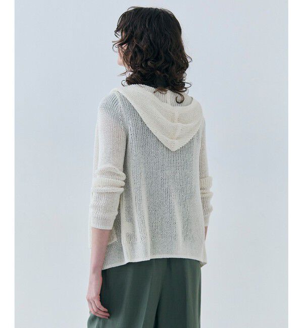 BEIGE,「【洗える】OPTICAL / ペーパーヤーンフーディージップニット」|パーカー|