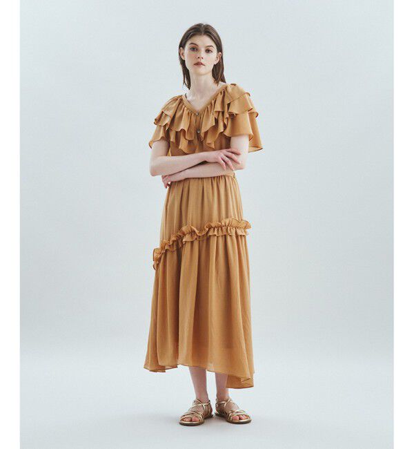 Grace Class「シアーフリルティアードスカート」|スカート|ベージュ