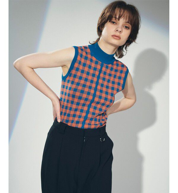 Diagram「チェックショートニットトップ」|ニット・セーター|