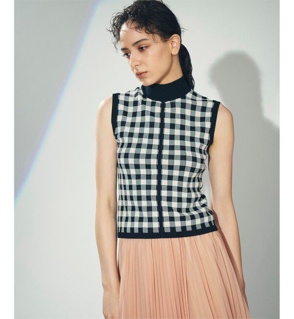 Diagram「チェックショートニットトップ」|ニット・セーター|ブラック