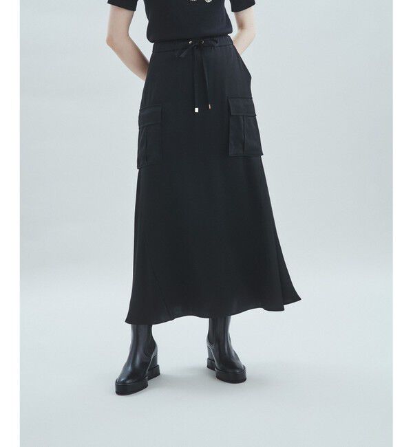 Grace Class「サテンミリタリーロングスカート」|スカート|ブラック