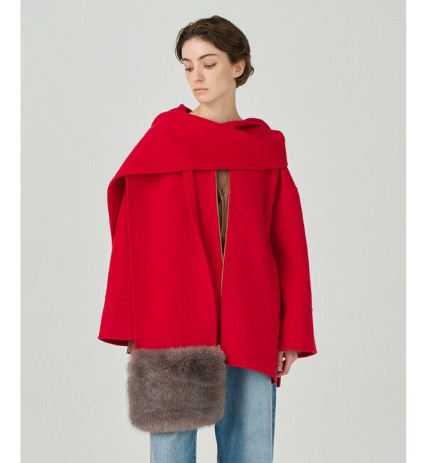 Diagram「フードストールリバーコート」|ポンチョ・ケープ|レッド