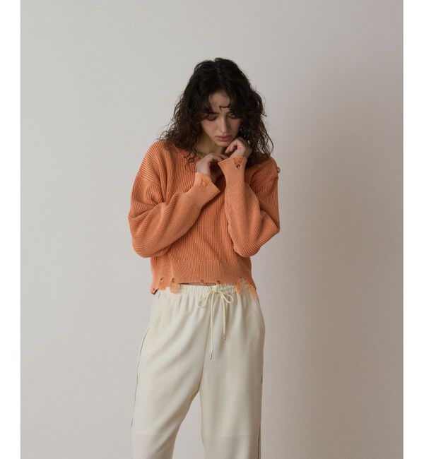  「ピグメントニットトップ」|ニット・セーター|オレンジ