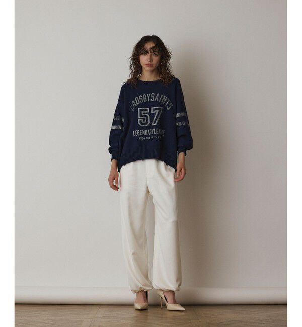  「ナンバリングニットトップ」|ニット・セーター|ネイビー