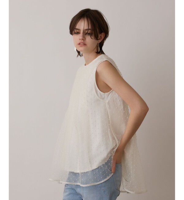 GRACE CONTINENTAL「シアージャガードカットトップ」|シャツ・ブラウス|ホワイト