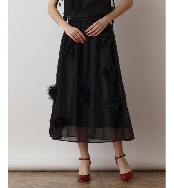 GRACE CONTINENTAL「メッシュフラワースカート」|スカート|