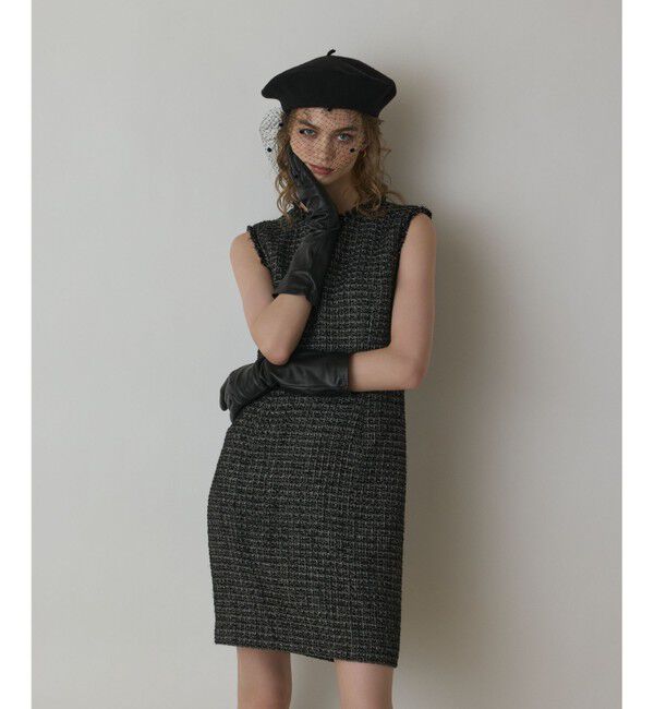 GRACE CONTINENTAL「ツイードタイトワンピース」|ワンピース|ブラック