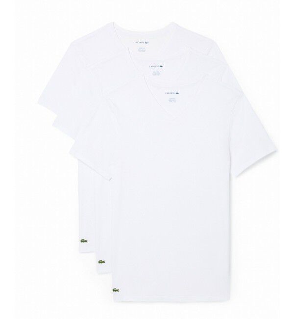 LACOSTE「３枚セット スリムフィット エッセンシャル ラウンジVネック半袖Tシャツ / 3パックTシャツ」|Tシャツ・カットソー|
