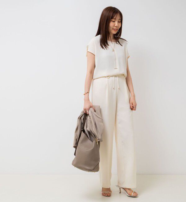 NOLLEY'S sophi「《セットアップ対応》ウォッシャブルダブルクロスサテンイージーワイドパンツ」|その他|