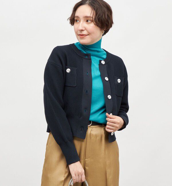 NOLLEY'S「《手洗い可能》鹿の子編みクルーネックカーディガン」|カーディガン|