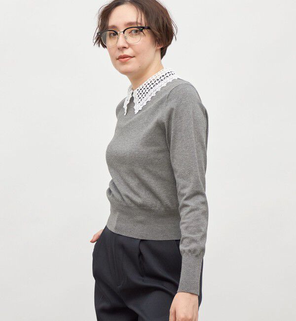 NOLLEY'S「《手洗い可能》襟レース2WAYプルオーバーニット」|ニット・セーター|
