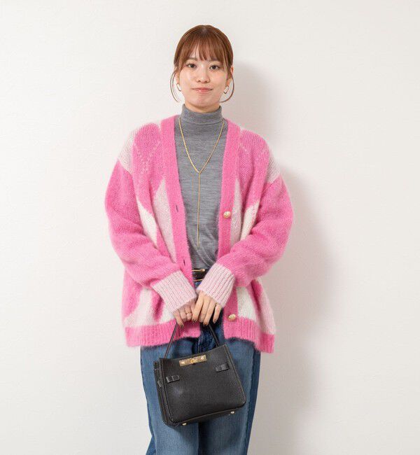 Laraaji「モヘアインターシャアーガイルVネックカーディガン」|カーディガン|