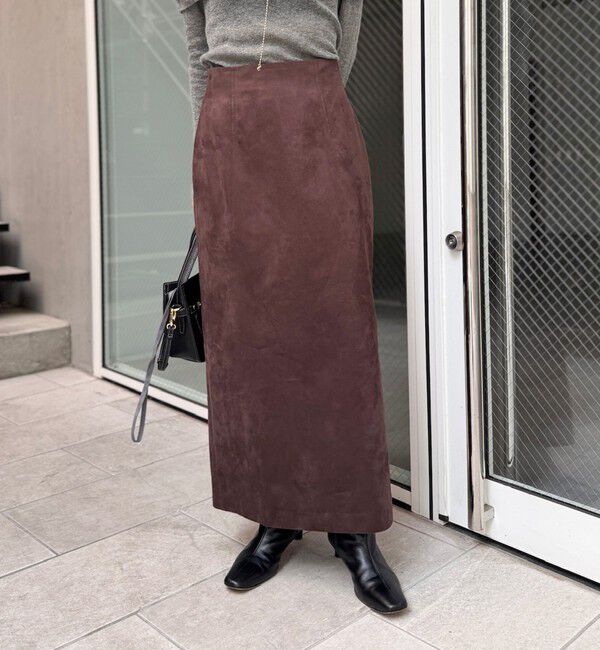 NOLLEY'S sophi「《セットアップ対応》フェイクスエードハイウエストタイトスカート」|スカート|ダークブラウン