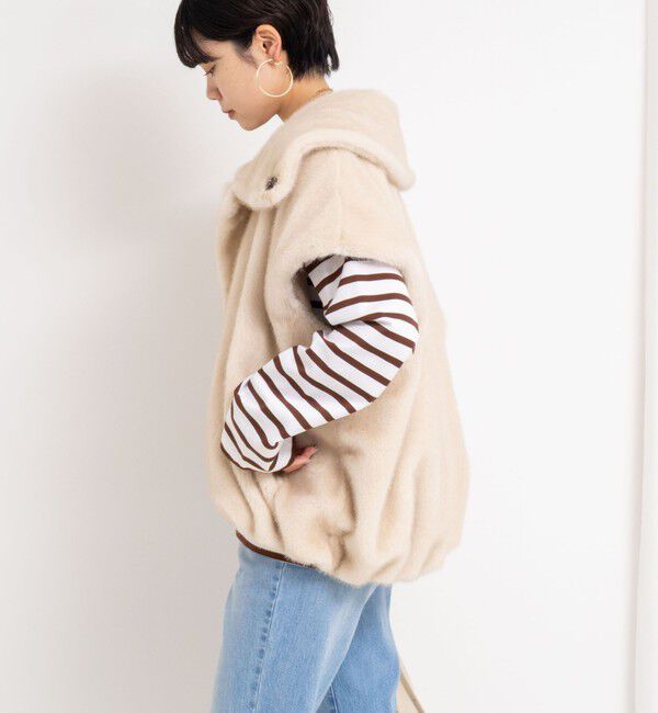 Rie Miller「エコファー衿付ベスト」|ブルゾン・スタジャン|