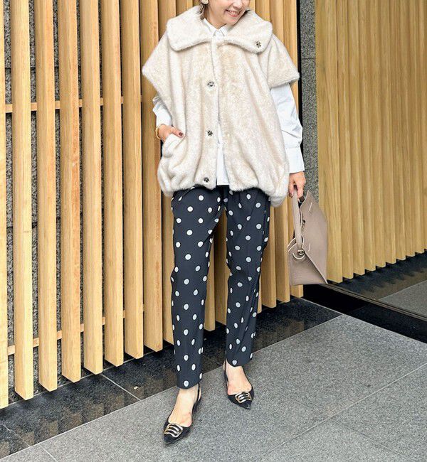 Rie Miller「エコファー衿付ベスト」|ブルゾン・スタジャン|