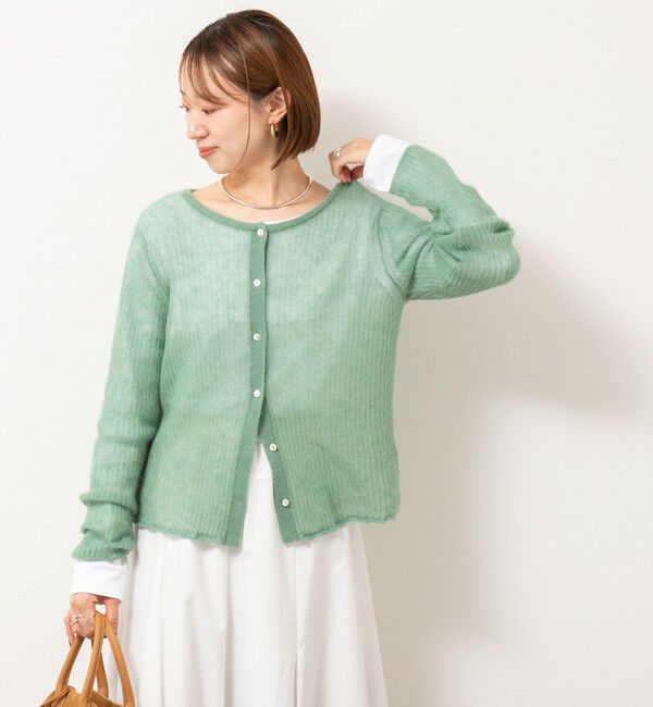 Rie Miller「シアーモヘヤ2WAYリブボートネックカーディガン」|カーディガン|