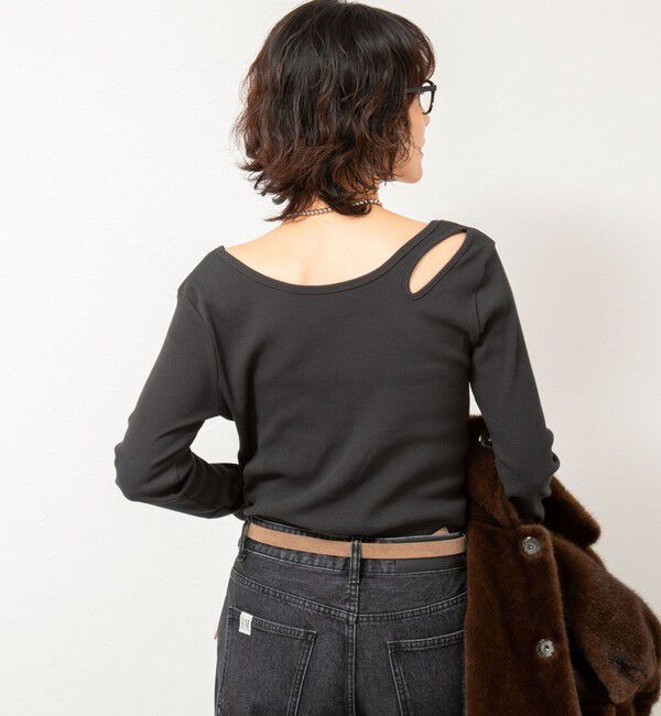 Rie Miller「ウォッシャブルリブカットアウト2WAYロンT」|Tシャツ・カットソー|