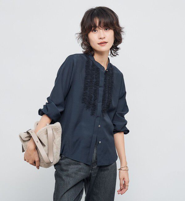 NOLLEY'S「ウォッシャブル前チュールフリルブラウス」|シャツ・ブラウス|