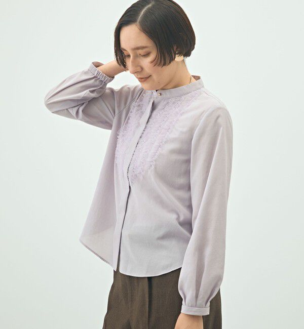 NOLLEY'S「ウォッシャブル前チュールフリルブラウス」|シャツ・ブラウス|