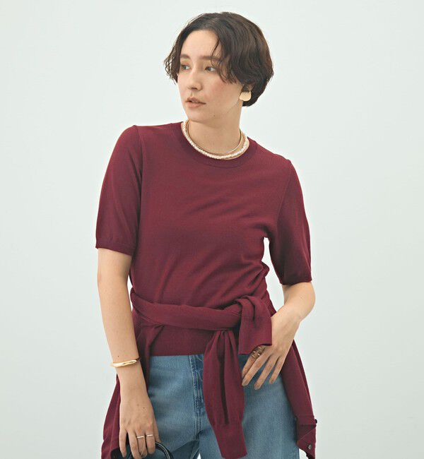 NOLLEY'S sophi「《アンサンブル対応》《手洗い可能》ウール100％5分袖プルオーバーニット」|ニット・セーター|